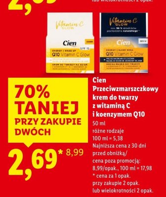 Krem przeciwzmarszczkowy do twarzy z witaminą C i koenzymem Q10 Cien promocja w Lidl