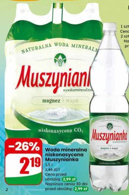 Woda mineralna niskonasycona Muszynianka promocja w Dino