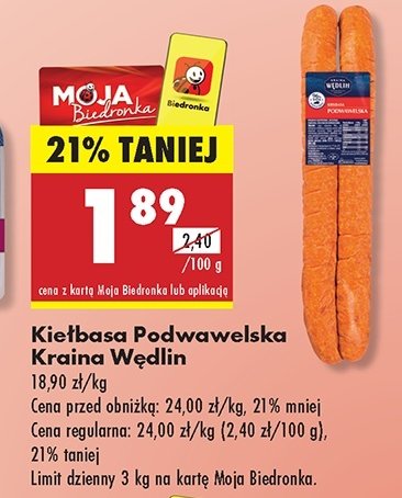 Kiełbasa podwawelska Kraina wędlin promocja w Biedronka