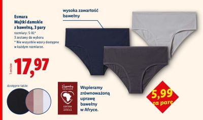Majtki damskie z bawełną Esmara 3 pary promocja w Lidl