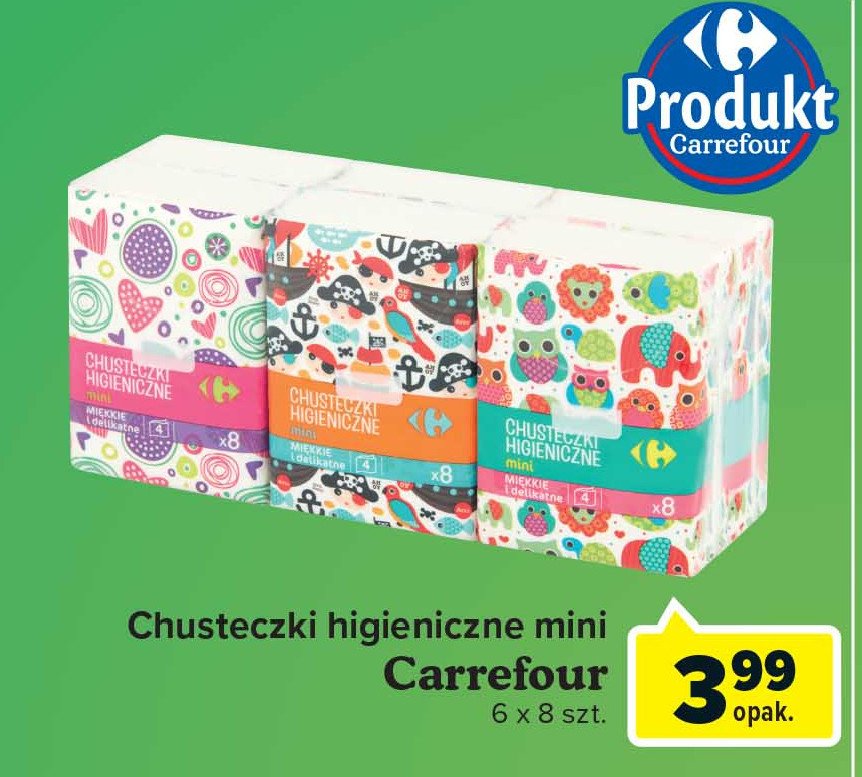 Chusteczki higieniczne mini Carrefour promocja