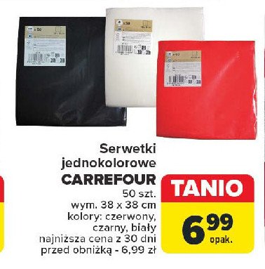 Serwetki 38 x 38 cm czarne Carrefour promocja w Carrefour Market