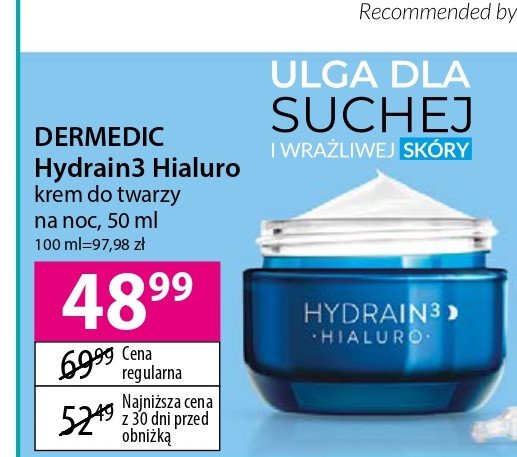 Krem do twarzy na noc Dermedic hydrain 3 hialuro promocja