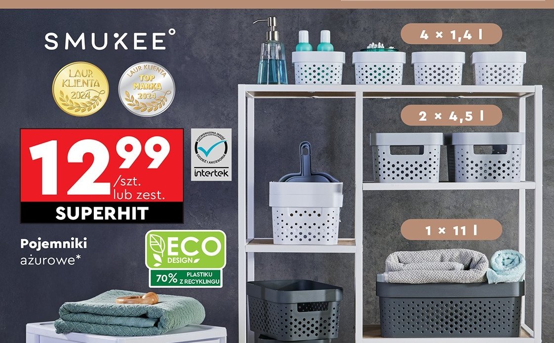 Pojemniki ażurowe 4.5 l Smukee home promocja w Biedronka