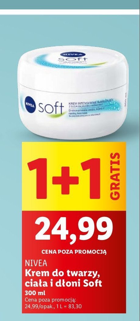 Krem do twarzy i ciała intensywnie nawilżający Nivea soft promocja