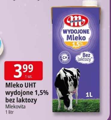 Mleko UHT wydojone 1,5% bez laktozy Mlekovita promocja w Leclerc
