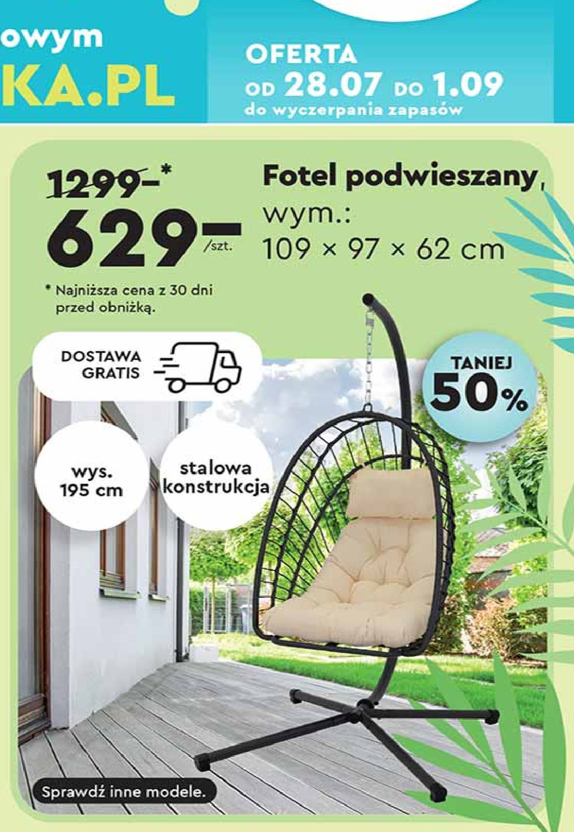 Fotel podwieszany promocja