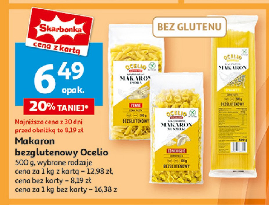 Makaron kukurydziany bezglutenowy spaghetti OCELIO promocja