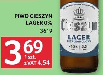 Piwo Cieszyn Lager 0% 500ml promocja w Selgros