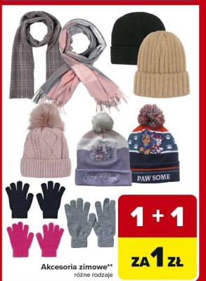 Akcesoria zimowe - czapki, szaliki, rękawiczki, różne rodzaje promocja w Carrefour Market