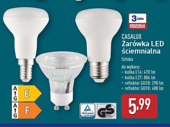 Żarówka gu10 290 lm Casalux promocja w Aldi