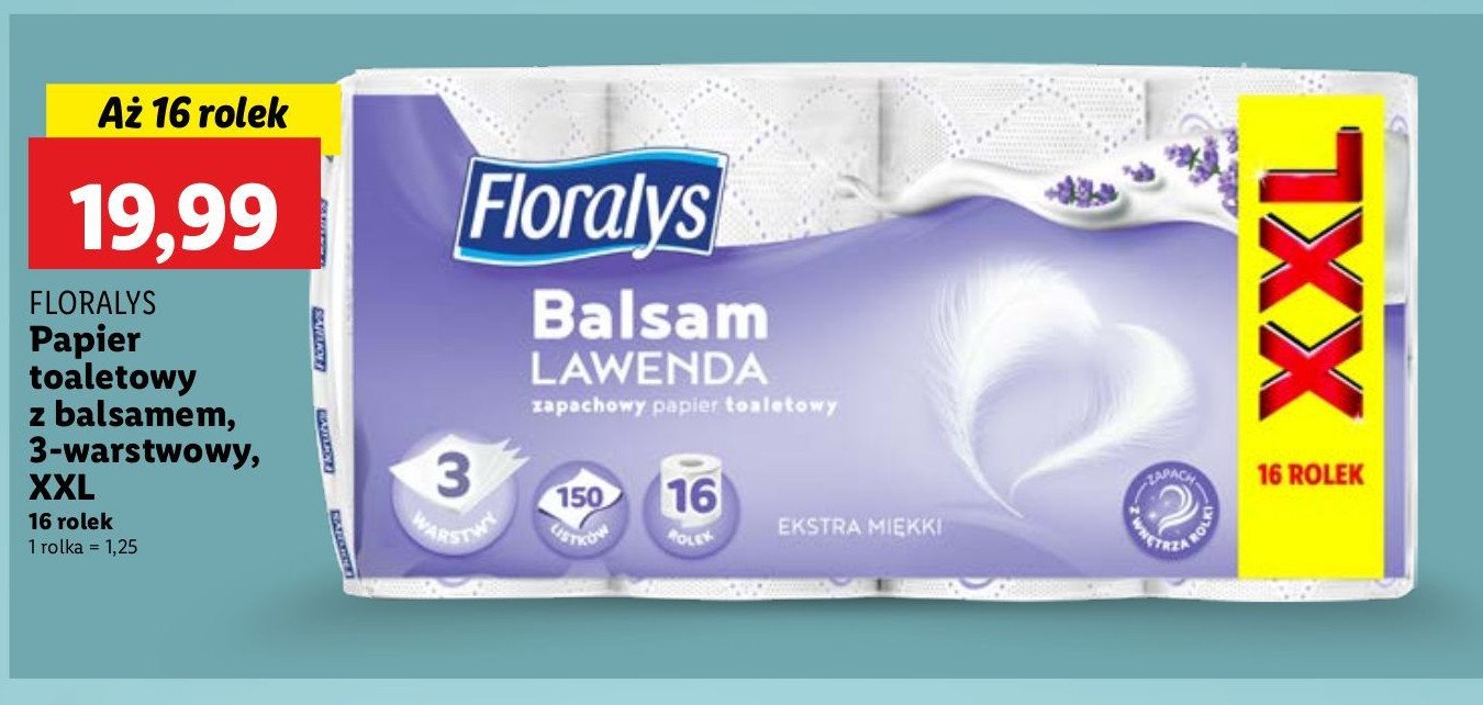 Papier toaletowy balsam lawenda Floralys promocja w Lidl