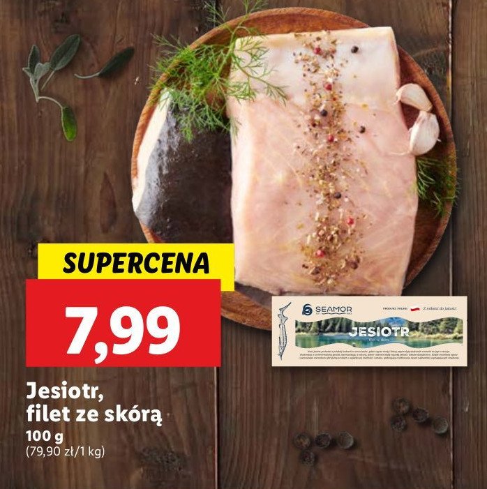 Jesiotr filet ze skórą SEAMOR promocja w Lidl