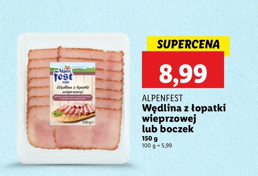 Boczek alpejski plastry Alpen fest promocja w Lidl