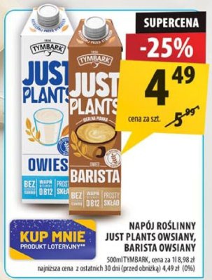Napój roślinny Just Plants owsiany, barista owsiany 1l promocja w Arhelan