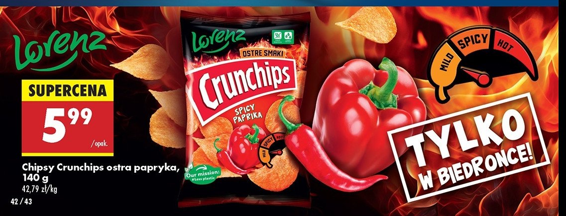 Chipsy spicy paprika Crunchips promocja w Biedronka