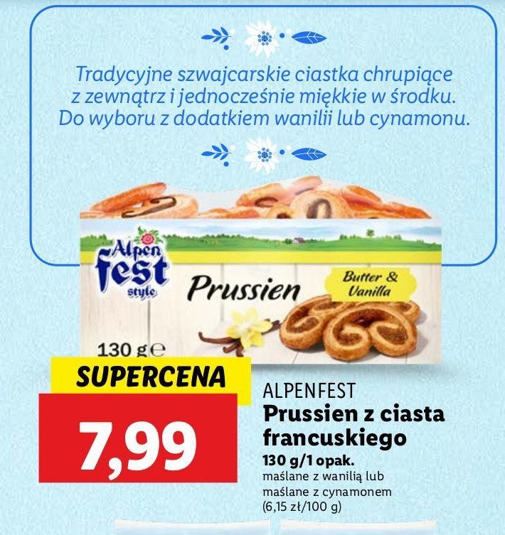 Prussien z ciasta francuskiego maślane z cynamonem Alpen fest promocja