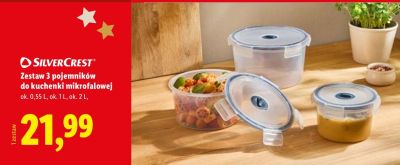 Zestaw 3 pojemników do kuchenki mikrofalowej SilverCrest promocja w Lidl