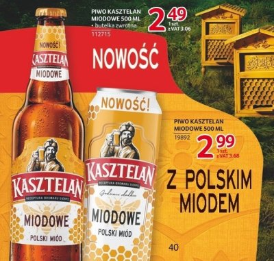 Piwo Kasztelan Miodowe 500 ml butelka zwrotna promocja w Selgros