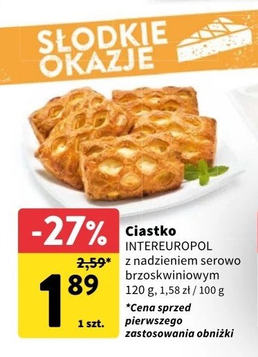 Ciastko z nadzieniem serowo-brzoskwiniowym Inter europol promocja
