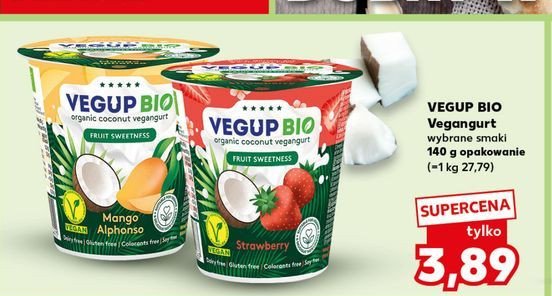 Jogurt kokosowy truskawkowy Vegup bio promocja