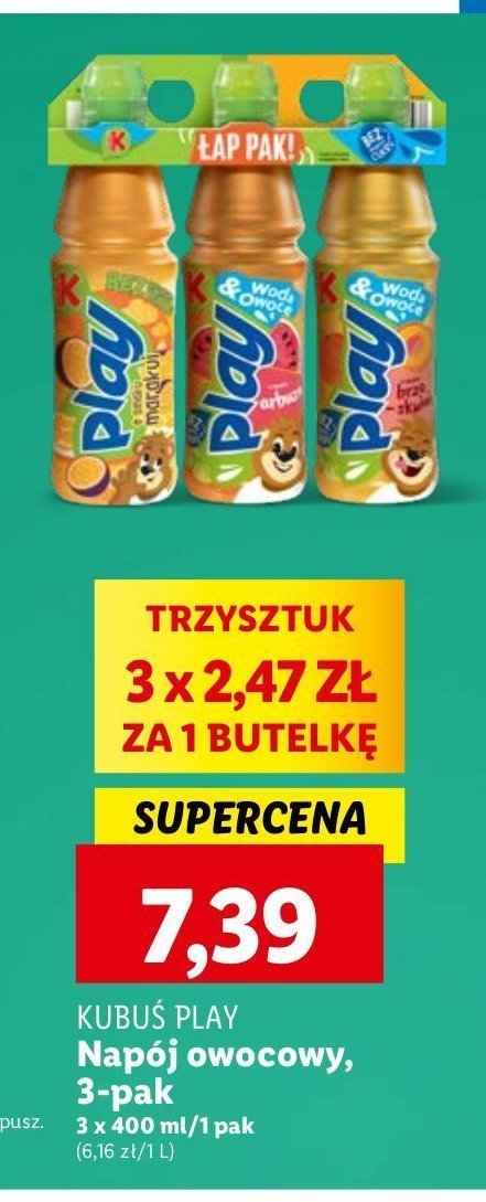 Napój owocowy Kubuś play! woda & owoce promocja