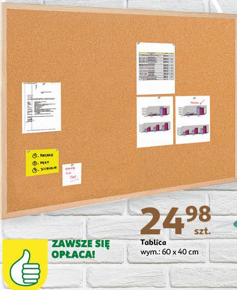 Tablica korkowa 60 x 40 cm Podniesiony kciuk promocja