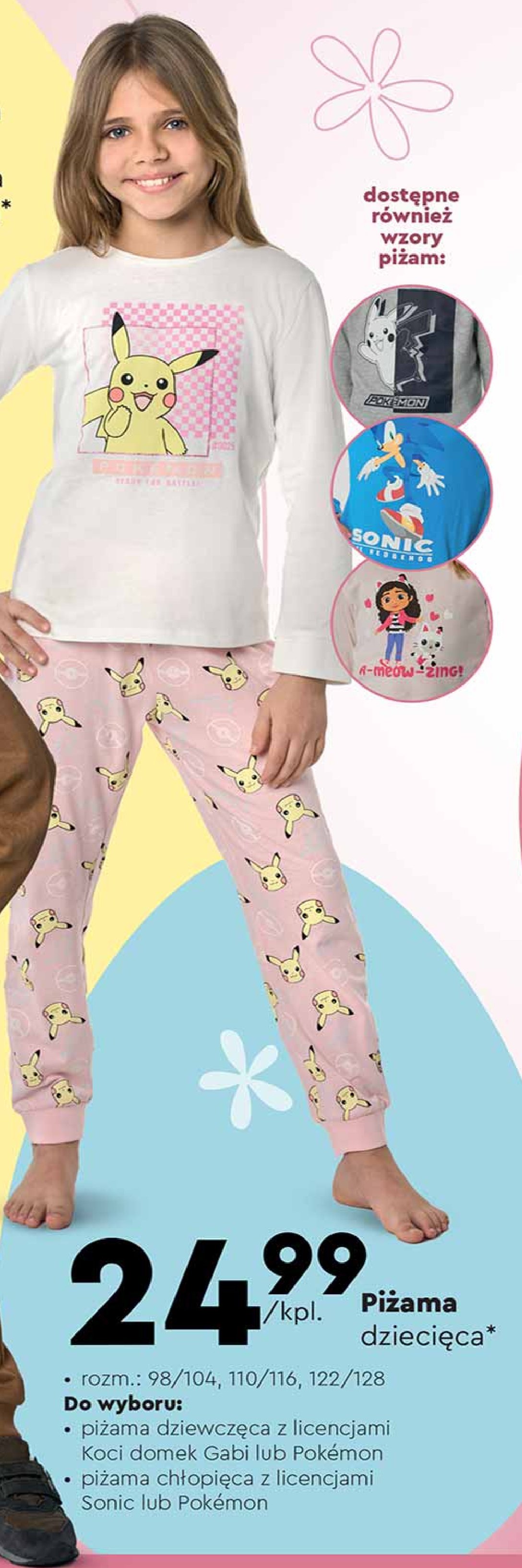 Piżama dziewczęca pokemon 98/104 promocja