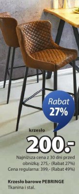 Krzesło barowe PEBRINGE promocja w Jysk