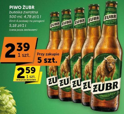 Piwo Żubr butelka zwrotna promocja w Groszek