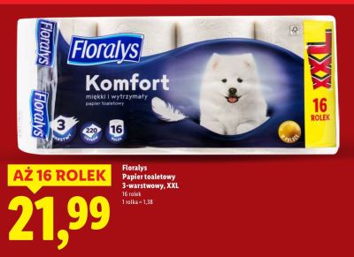 Papier toaletowy Floralys Komfort 3-warstwowy, XXL promocja w Lidl