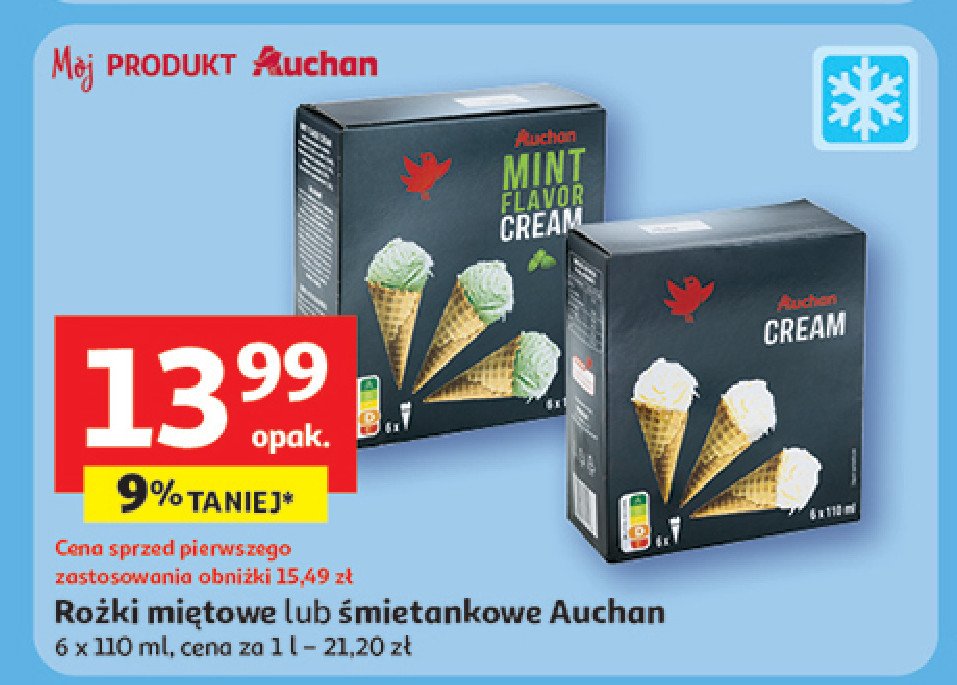 Lody o smaku miętowym Auchan promocja w Auchan