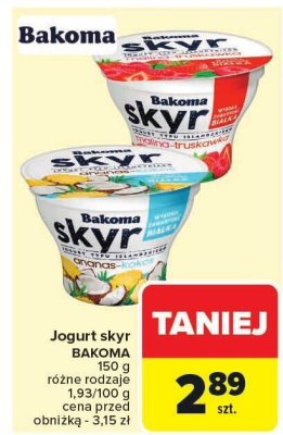 Jogurt skyr BAKOMA różne rodzaje promocja w Carrefour