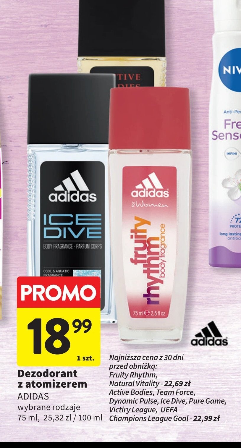 Dezodorant Adidas men active bodies Adidas cosmetics promocja w Intermarche