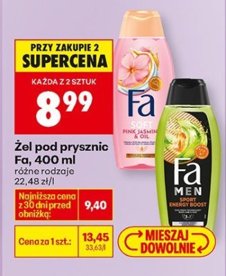 Żel pod prysznic Fa, 400 ml promocja w Biedronka