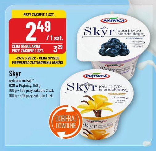 Jogurt typu islandzkiego waniliowy Piątnica skyr promocja w POLOmarket