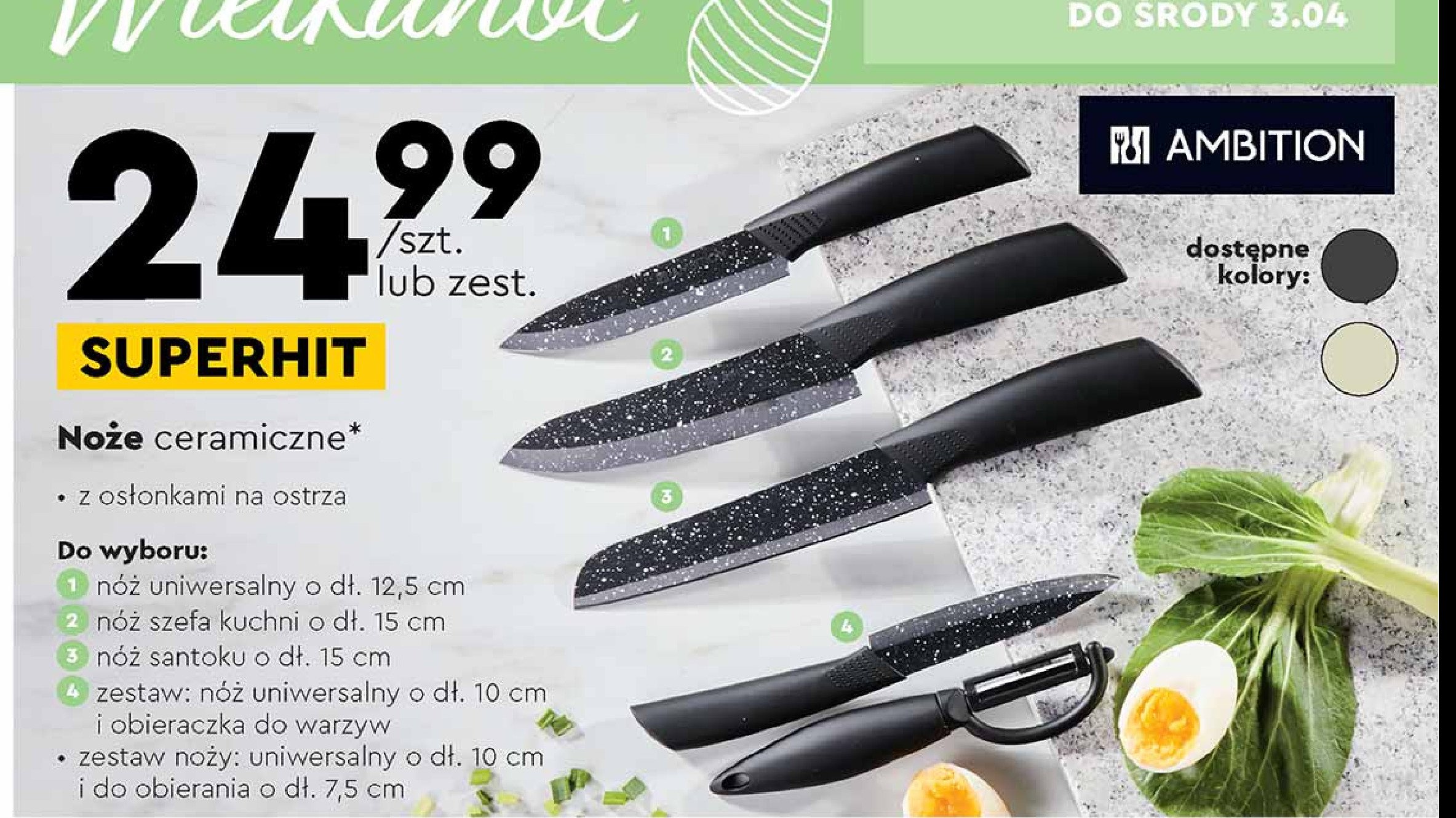 Nóż uniwersalny 10 cm + nóż do warzyw 7.5 cm Ambition promocja
