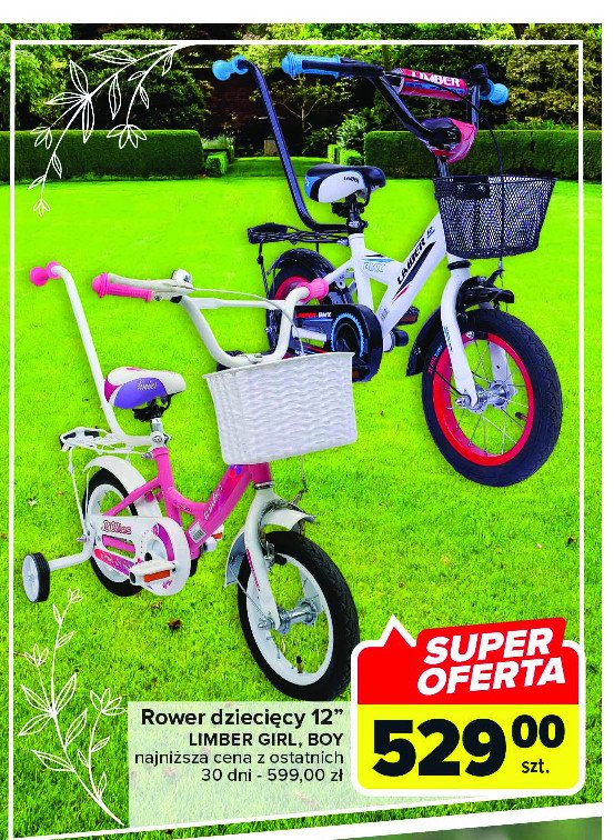 Rower boy 12' bia艂o-czarny LIMBER promocja