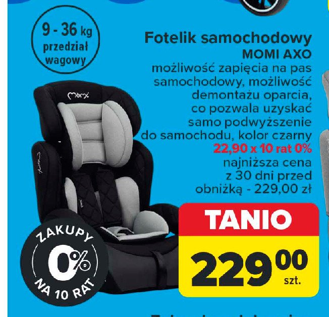 Fotelik samochodowy axo MOMI promocja