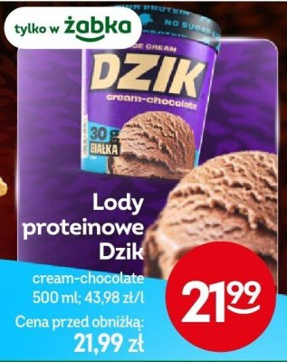 Lody proteinowe Dzik cream-chocolate promocja w Żabka