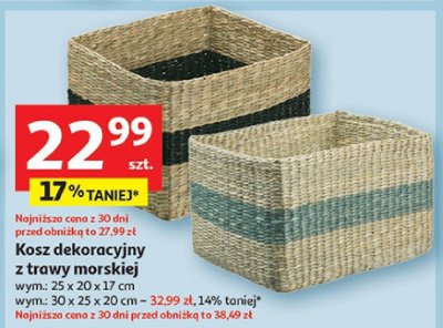 Kosz dekoracyjny z trawy morskiej promocja w Auchan