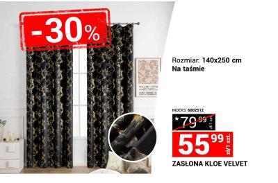 Zasłona Kloe Velvet 140x250 cm na taśmie promocja w Merkury Market