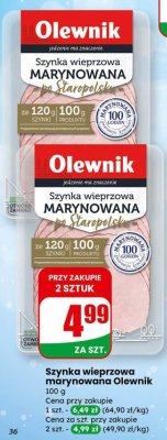 Szynka wieprzowa marynowana Olewnik promocja w Dino
