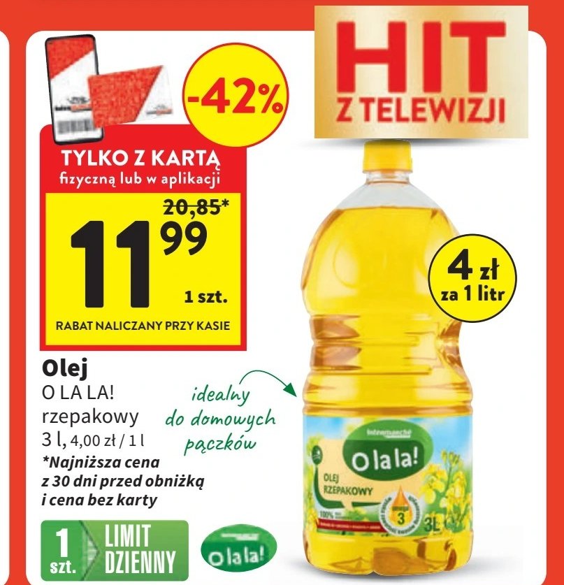 Olej rzepakowy Intermarche o la la! promocja w Intermarche