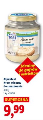 Krem mleczny Alpenfest do smarowania Alpine milk cream promocja w Lidl
