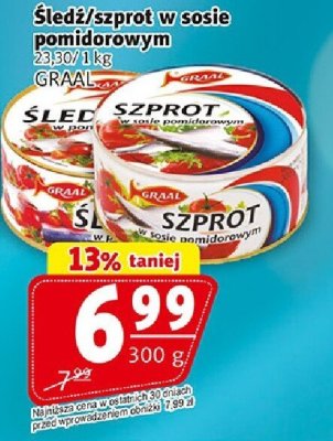 Śledź/szprot w sosie pomidorowym GRAAL promocja w Prim Market