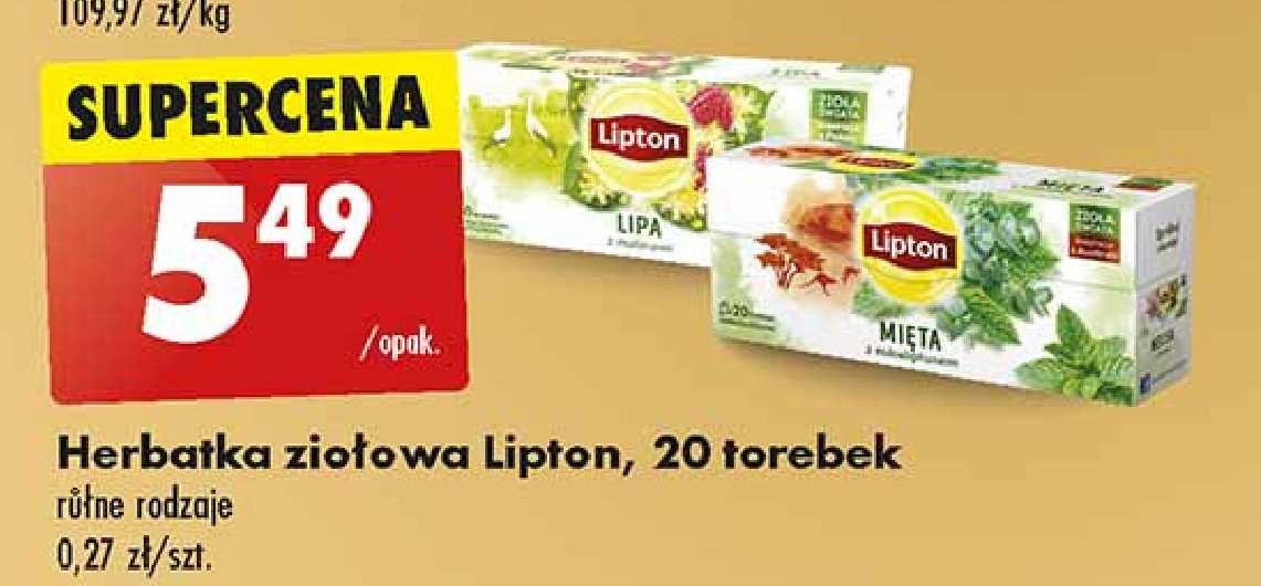 Herbatka mięta z eukaliptusem Lipton zioła świata promocja