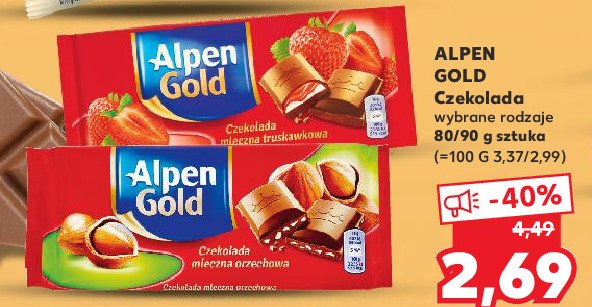 Czekolada mleczna truskawkowa Alpen gold promocja
