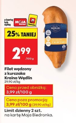 Filet wędzony z kurczaka Kraina Wędlin promocja w Biedronka
