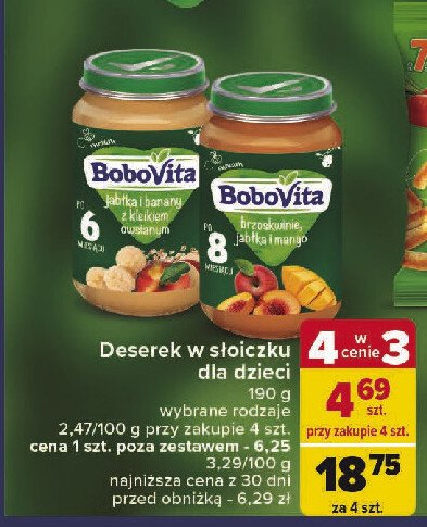 Deserek brzoskwinie jabłko i mango Bobovita promocja